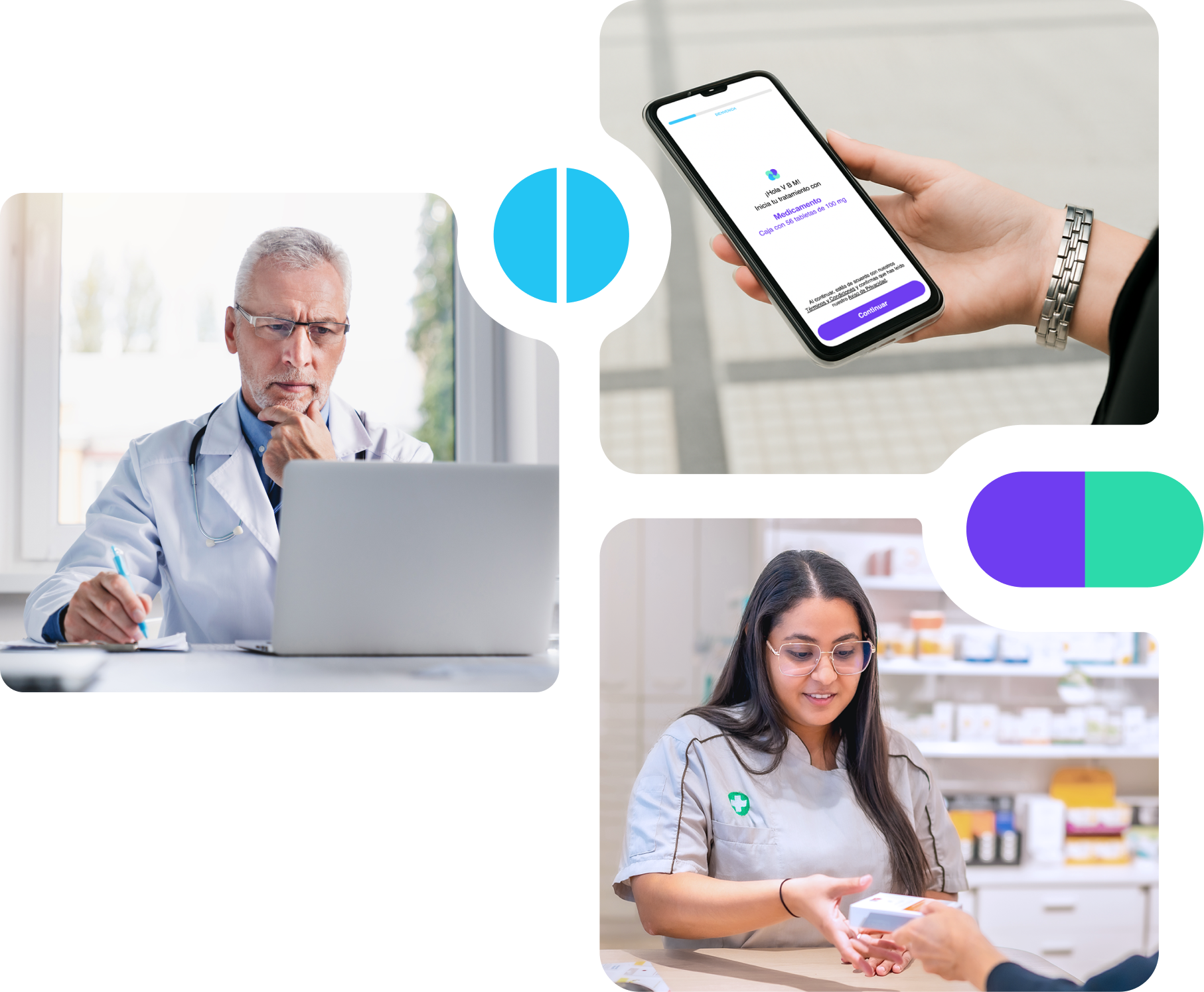 Médico usando la aplicación con paciente